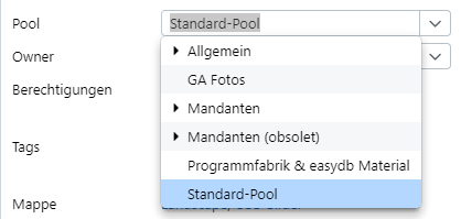 Pool selection with search